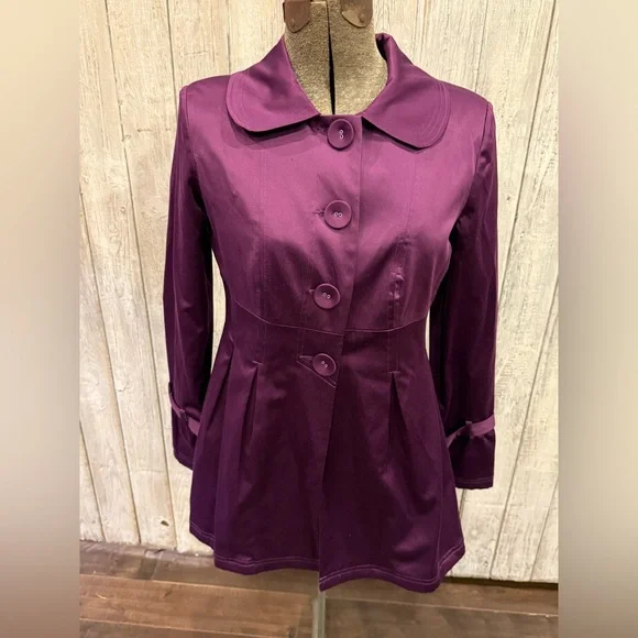 Sele’ Deep Purple Trench Coat - Picture 1 of 9